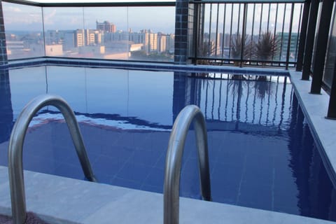 A rooftop pool