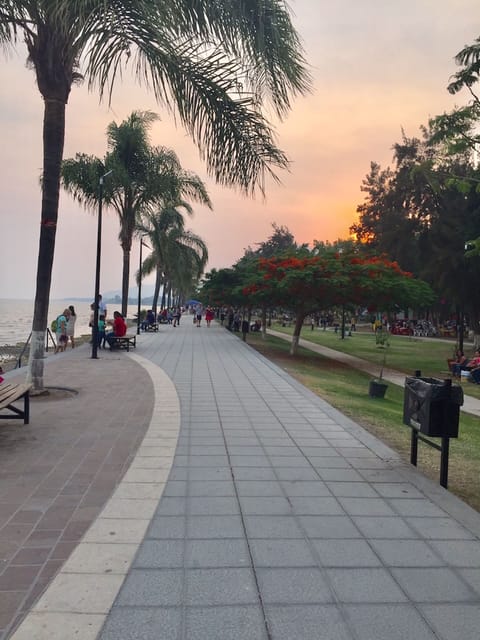 The Melecon at sunset. The Malecon is located just two houses away.