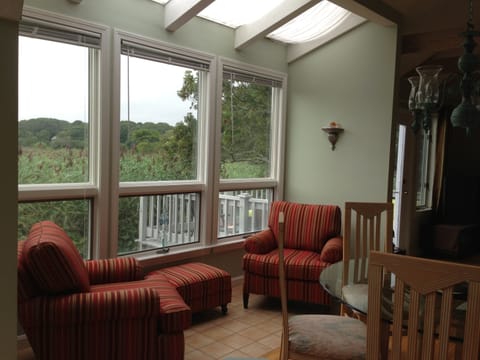Sitting area with views of salt water marsh.  Excellent bird watching & sunsets.
