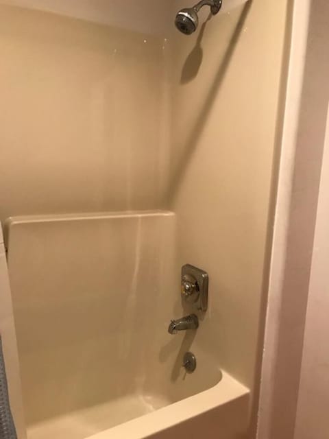 Combined shower/tub, hair dryer, towels, toilet paper