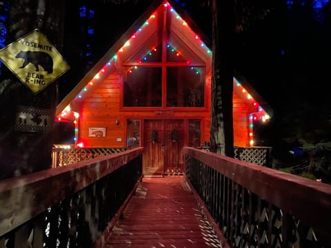 Our cabin at night