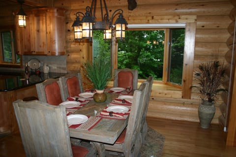 Dining room with a custom built table
