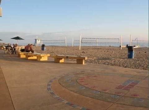 Beach nearby, sun loungers