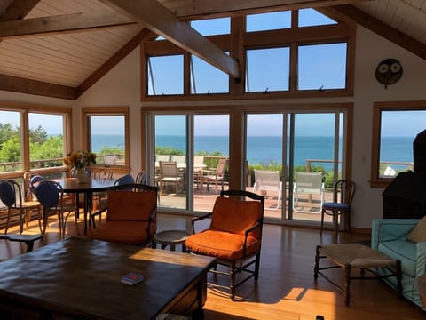 Living/dining room with views of Vineyard Sound.