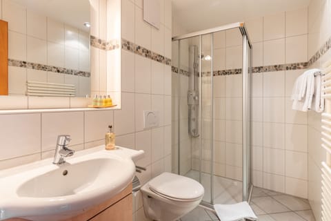 Combined shower/tub, jetted tub, hair dryer, towels