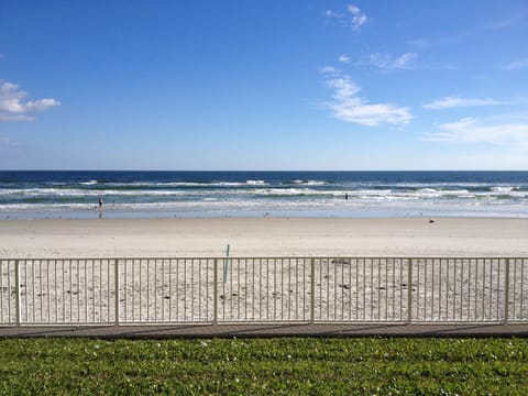 On the beach, sun loungers