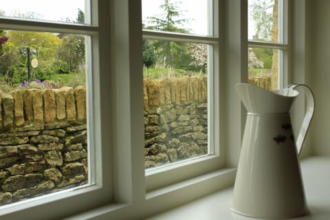 View from the Snug over the stone wall and beyond