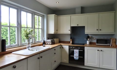 kitchen with a view over the neighbouring field