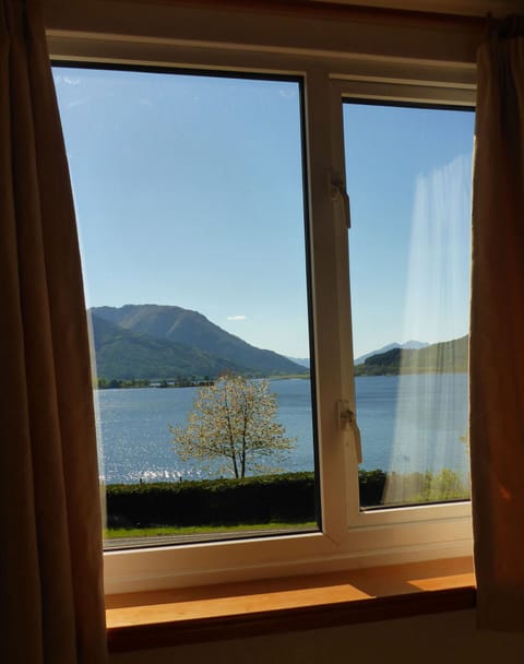 The view to Loch leven and Ballachulish Bridge from the twin bedroom.