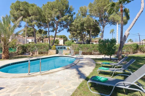 Outdoor pool, sun loungers