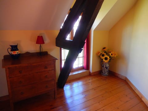 Upstairs with views over the courtyard