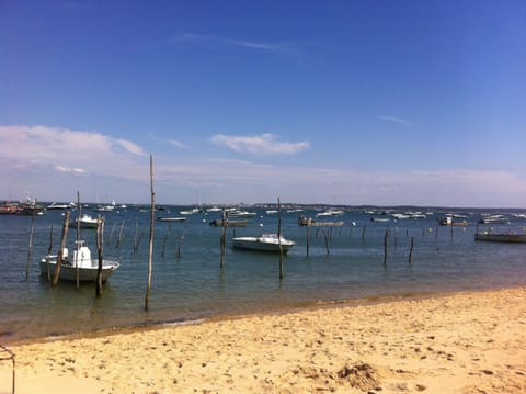 On the beach, sun loungers