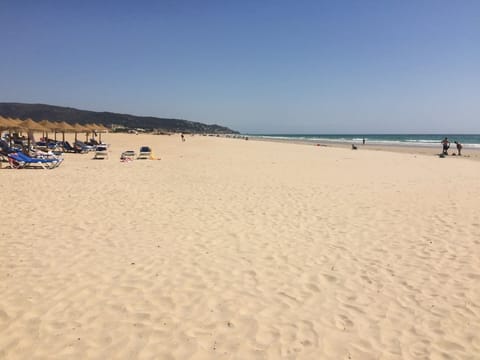 Beach nearby, sun loungers, beach towels