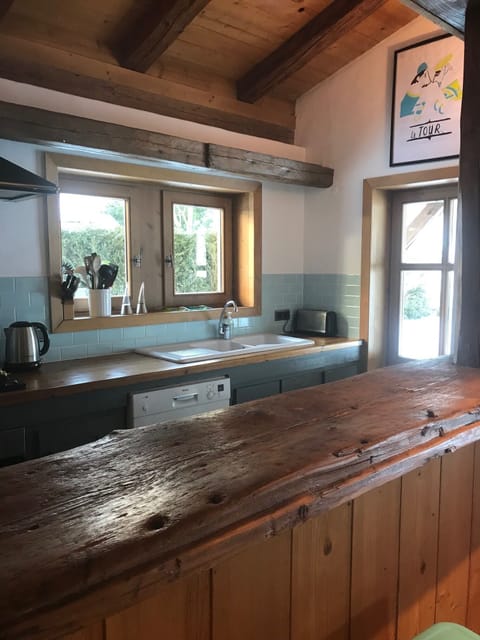 The kitchen viewed from the dining room.