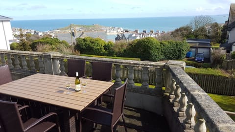 Terrace table outside apartment and view