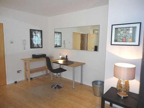 desk with printer supplied