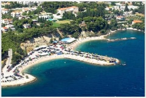 On the beach, sun loungers, beach towels