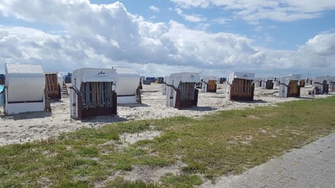 Beach nearby, sun loungers