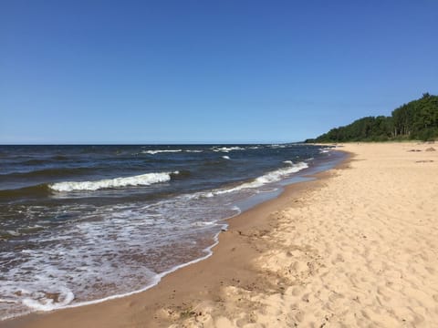 Beach nearby, sun loungers