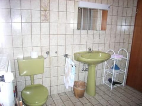 Combined shower/tub, hair dryer, towels, toilet paper