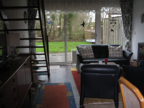 TV, fireplace, books, stereo