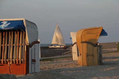 Beach nearby, sun loungers