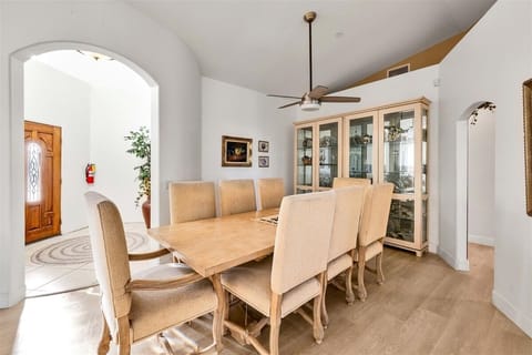 Dining Room fits 8 people.