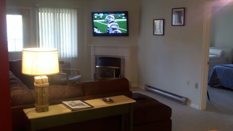 Living room | TV, fireplace, DVD player, foosball