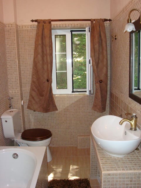 Combined shower/tub, hair dryer, towels, shampoo