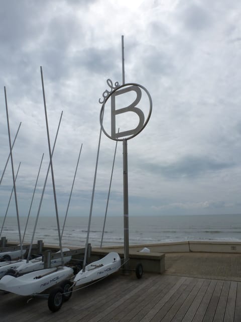 On the beach, sun loungers