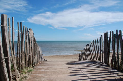 Beach nearby, sun loungers