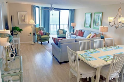 Living Room with oceanfront balcony, corner unit.