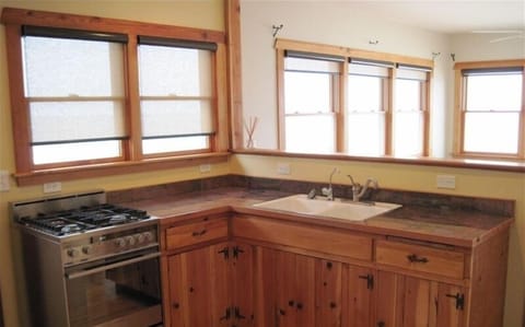 Kitchen comes fully equipped to prepare a simple meal or a fancy feast.