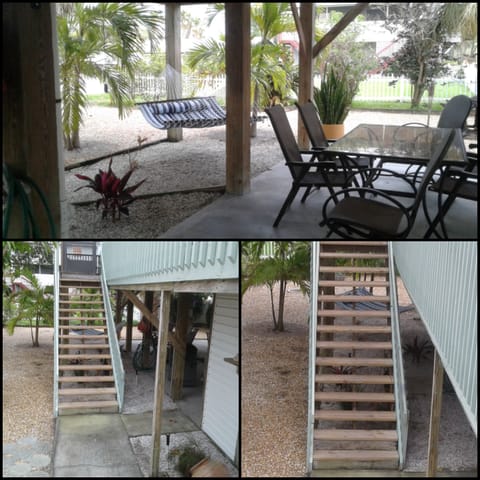 Back Patio Collage and stairs leading to Unit 2