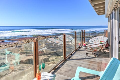 Balcony with ocean view off main room.