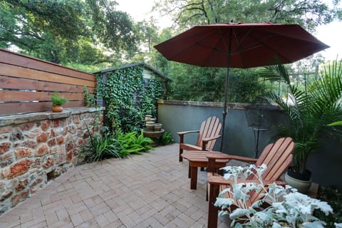 Private guest house courtyard with fountain