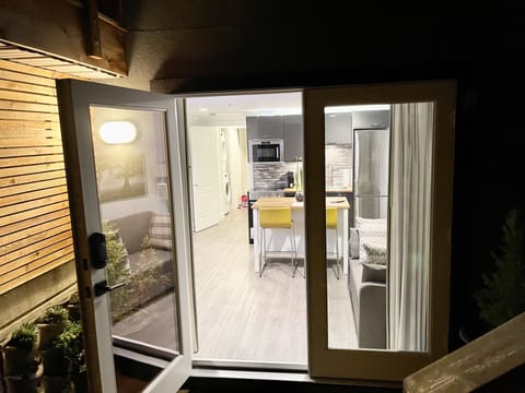 Front entry at night