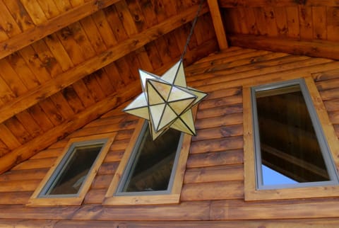 custom light fixtures throughout the entire cabin