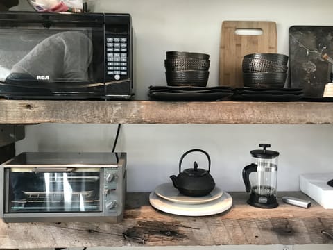 Microwave, toaster oven, and a crock pot too (not shown)