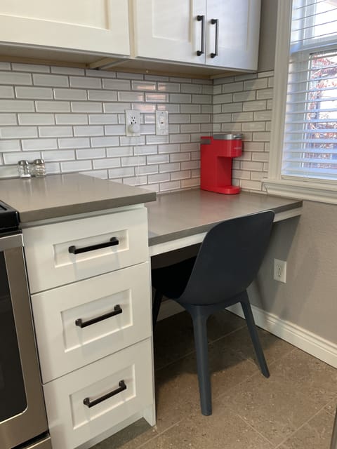 Desk area in kitchen.