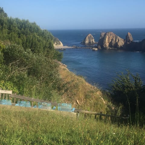 Additional seating at the perimeter of the property with views.