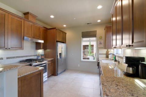 The kitchen is well equipped and stocked to prepare gourmet meals