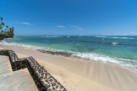 On the beach, sun loungers, beach towels