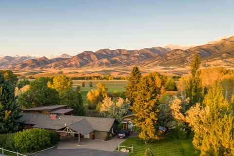 Cherry Creek Guest House with the Bridger Range of the Rocky Mountains
