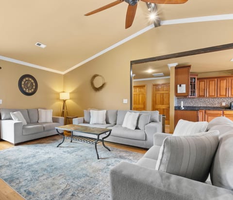 Living room with new couches Large TV