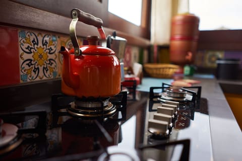 Fridge, oven, stovetop, coffee/tea maker