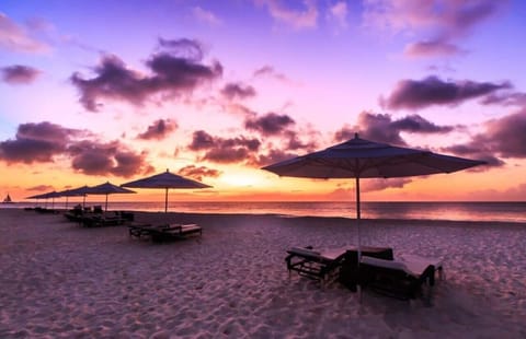 Beach nearby, sun loungers, beach towels