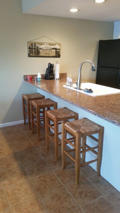 Kitchen counter stools for extra seating.