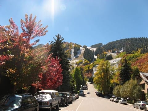 View from our corner up Aspen St to Lift One