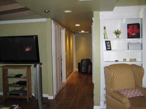 2 bedrooms on the left, master bedroom on the right of hallway